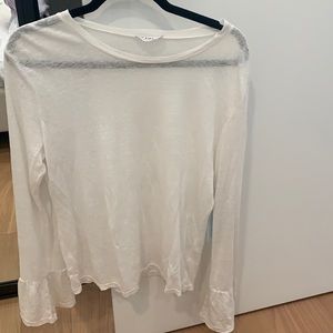 Frame Denim White Long Sleeve Tee - Size M